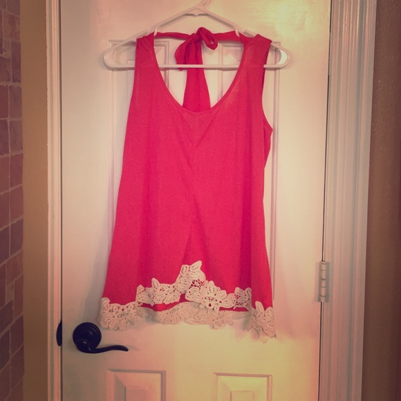 Orange blouse with sheer bow on back