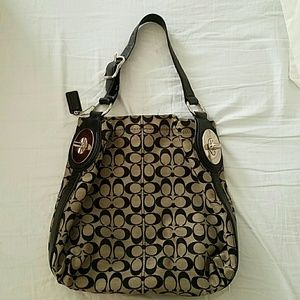 Coach Black/Gray Monogram Tote