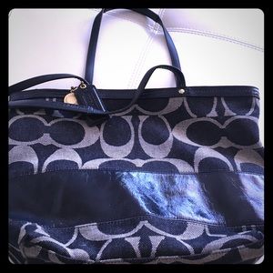 Authentic Coach signature denim tote