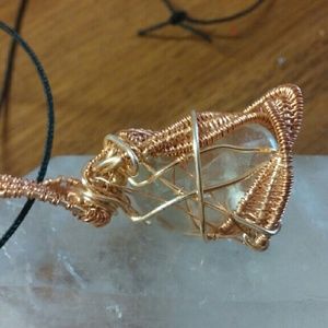 Wire wrapped Quartz crystal necklace