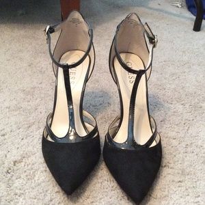 Black Guess stilettos suede & patent leather sz 9