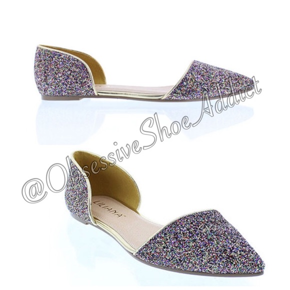 SALE Gold and Multi Color Sparkle Flats - Picture 2 of 3
