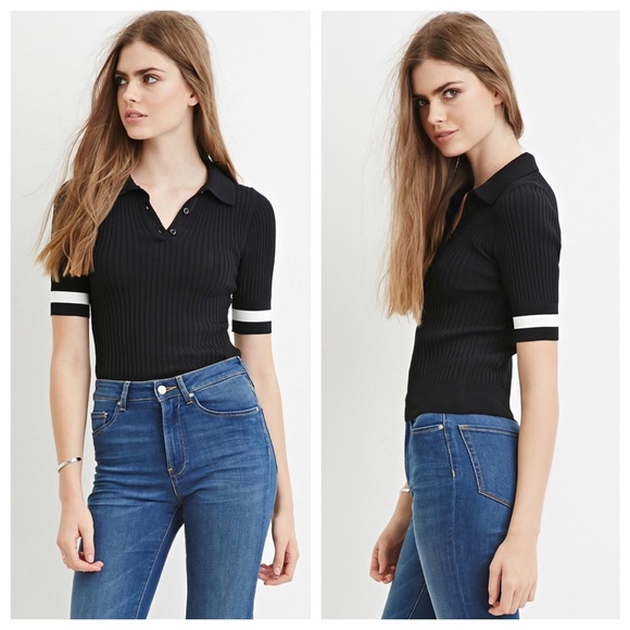 Forever 21 Ribbed Knit Polo
