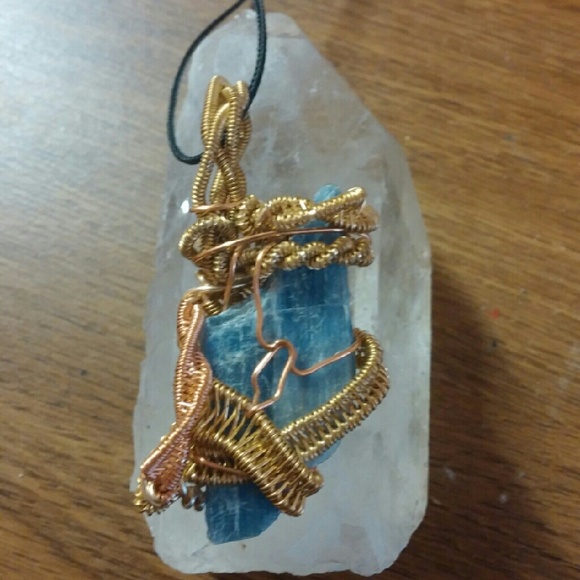 Blue Kyanite wire wrapped necklace