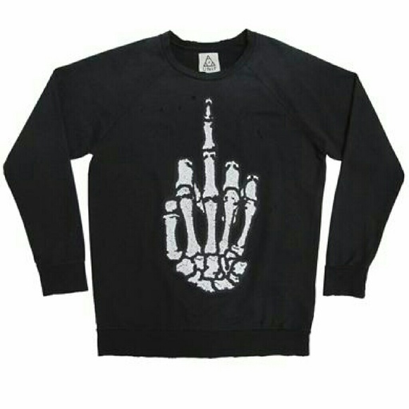 Unif middle finger skeleton hand sweater