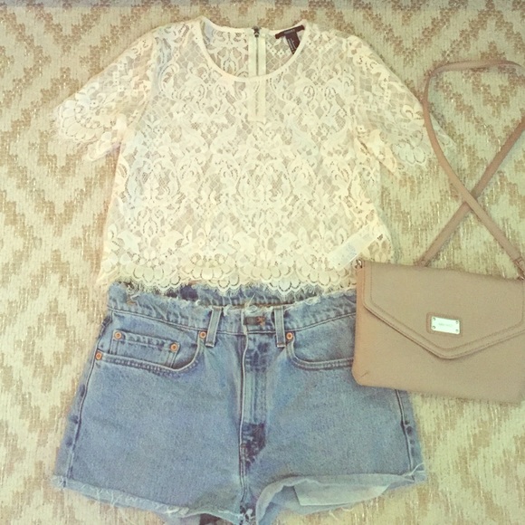 White lace crop top