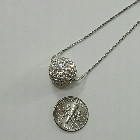 ⤵⤵Crystal Single Loop 925 Sterling Silver Necklace - Picture 2 of 4