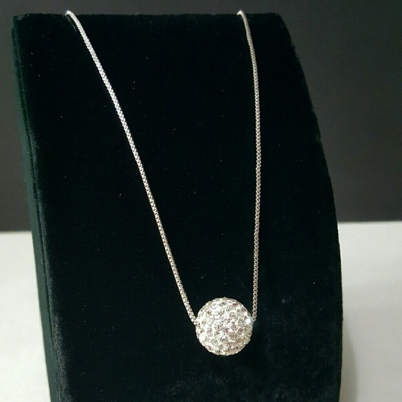 ⤵⤵Crystal Single Loop 925 Sterling Silver Necklace - Picture 3 of 4