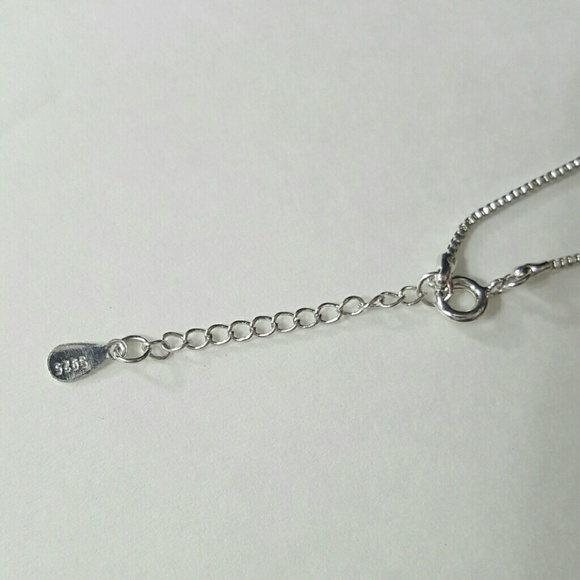 ⤵⤵Crystal Single Loop 925 Sterling Silver Necklace - Picture 4 of 4