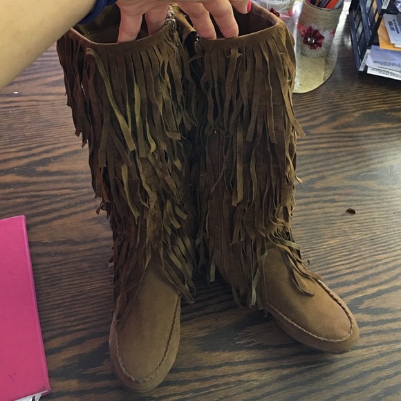 ❌sold🚫Fringe moccasins boots