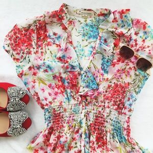 F21 Sheer Floral Blouse