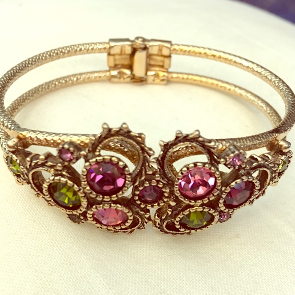 Vintage Gem Double Band Hinged Bracelet