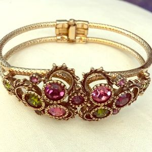 Vintage Gem Double Band Hinged Bracelet
