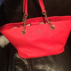 Large Calvin Klein coral tote bag.