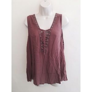 Strappy Caged Lace Up Tank