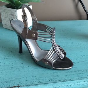 Solanz gunmetal gladiator heels