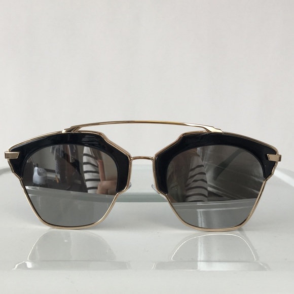 Black & Silver Mirrored Cat Eye Sunglasses - Picture 2 of 4