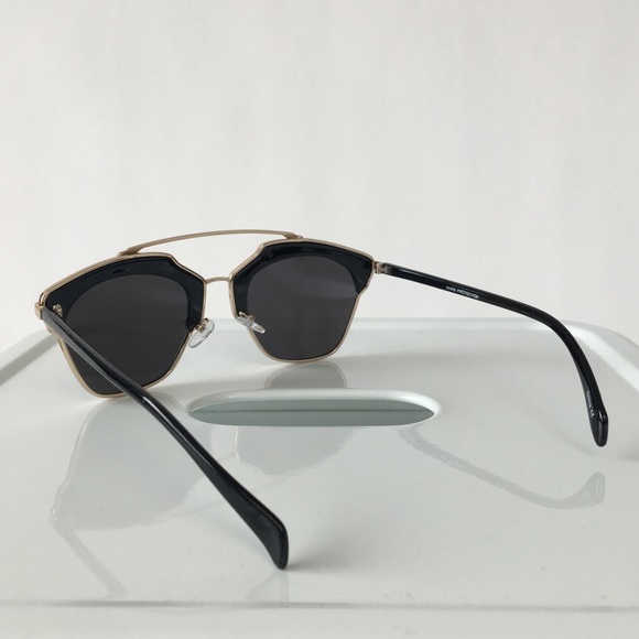 Black & Silver Mirrored Cat Eye Sunglasses - Picture 3 of 4