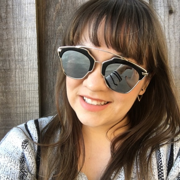 Black & Silver Mirrored Cat Eye Sunglasses - Picture 4 of 4