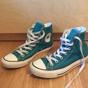 Converse high tops in teal, women's size 7