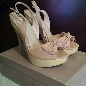 Bakers Pink Peeptoe Slingback Heels