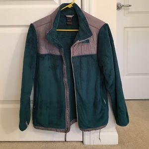 Fuzzy teal north face