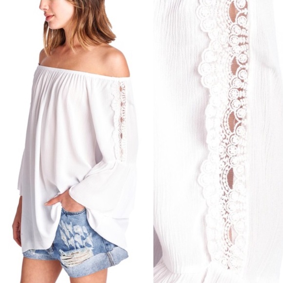 Gorgeous White Flowy Boho Bell Sleeve Top - Picture 2 of 4