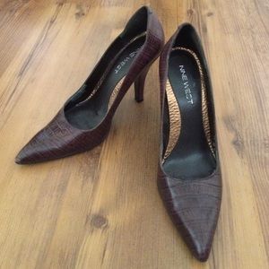 Brown patterned heels