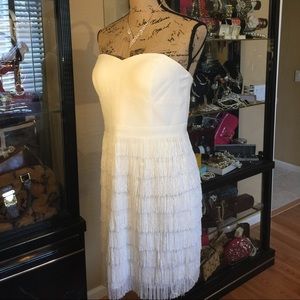 White strapless tassel dress