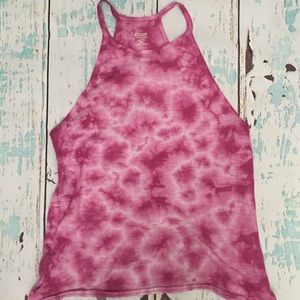 Pink tie dye halter tank