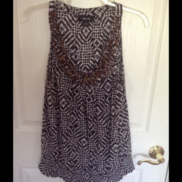 Style & Co. Tops - Beaded Rock Neckline Top