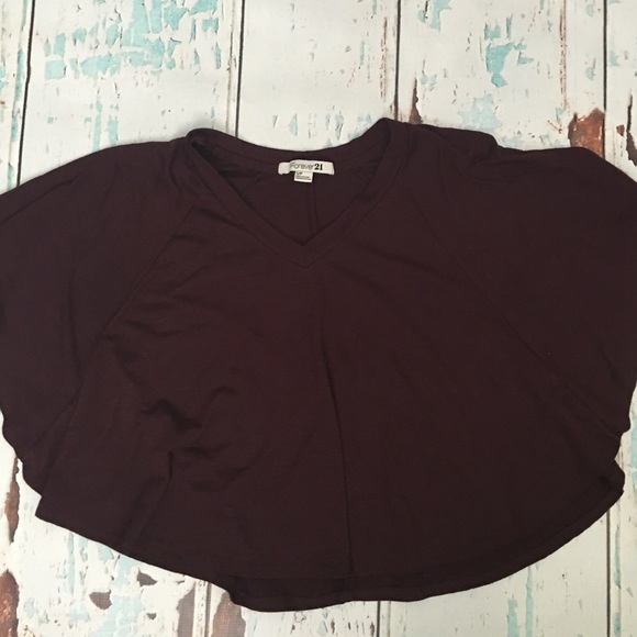 Forever21 Boxy Batwing Maroon Crop Top