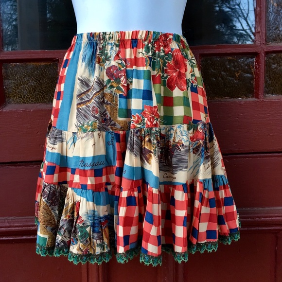 ROODY KAZOODY PRINT ILLUSTRATED RAYON SKIRT