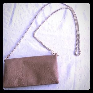 Tan wallet purse with gold chain