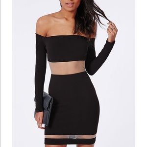 Black off shoulder bodycon dress