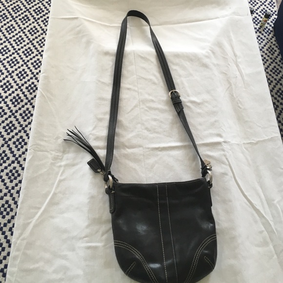 Black Coach Crossbody purse with charm - Picture 1 of 4