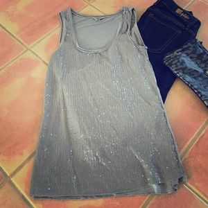 True Grit Sequined Gray Tank Tunic M