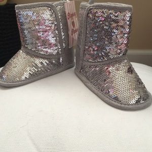 Baby Girl Silver Sequined Boots