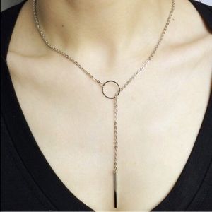 Silver Circle Bar Necklace
