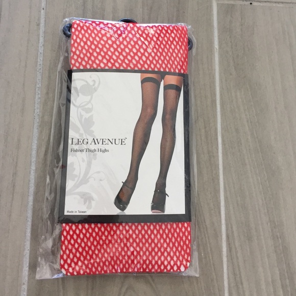 Leg Avenue Fishnet Thigh Highs Red