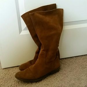 Nine West suede leather cognac slouchy boots 9