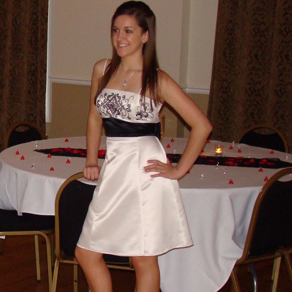 White and black formal dress
