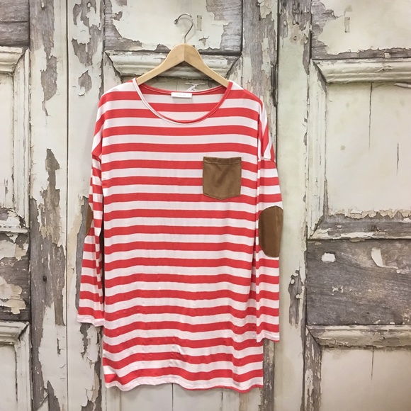 Tops - Coral stripe tunic