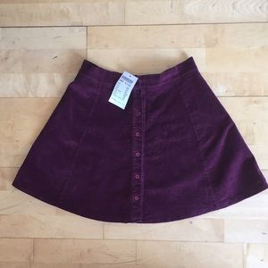 Brandy Melville corduroy maroon button up skirt