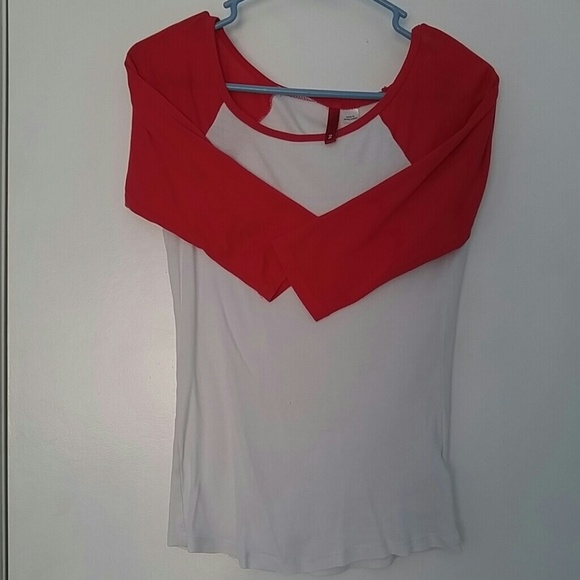Red Sleeved Baseball Tee