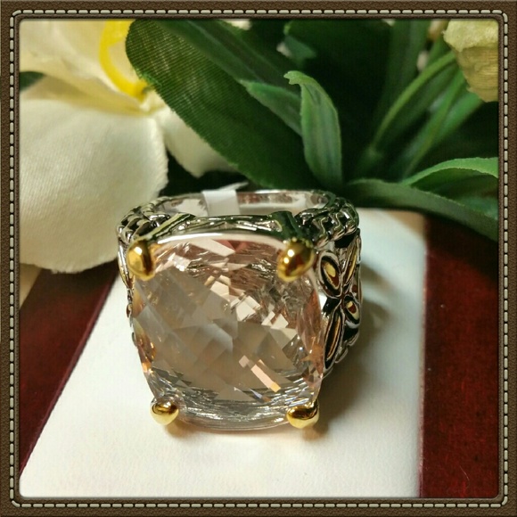 HUGE FAUX MORGANITE STONE STERLING SILVER RING - Picture 4 of 4