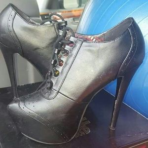 Black platform booties