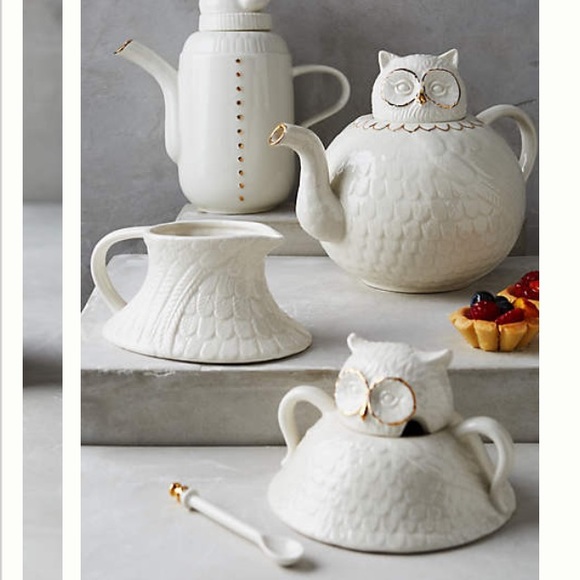 NWT Anthropologie wild Masquerade sugar bowl - Owl - Picture 2 of 4