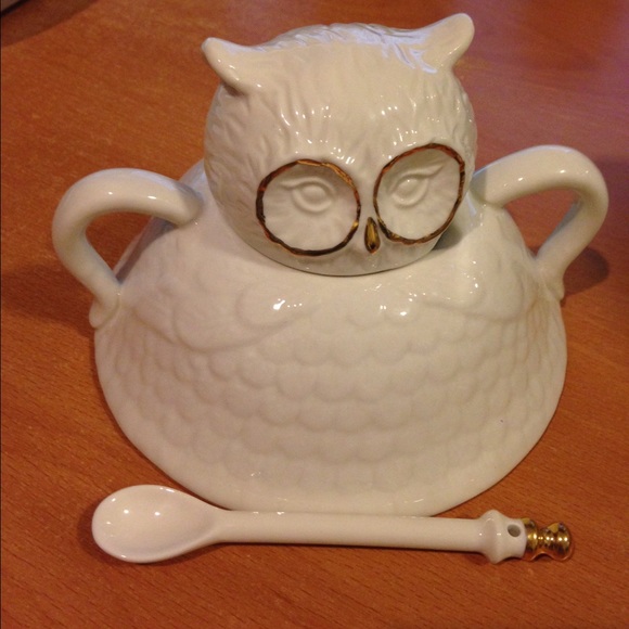 NWT Anthropologie wild Masquerade sugar bowl - Owl - Picture 4 of 4