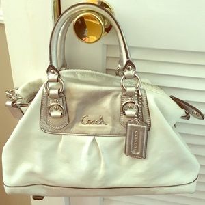 White/Silver Coach handbag